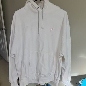 Champion White Half-Zip Hoodie Sweatshirt